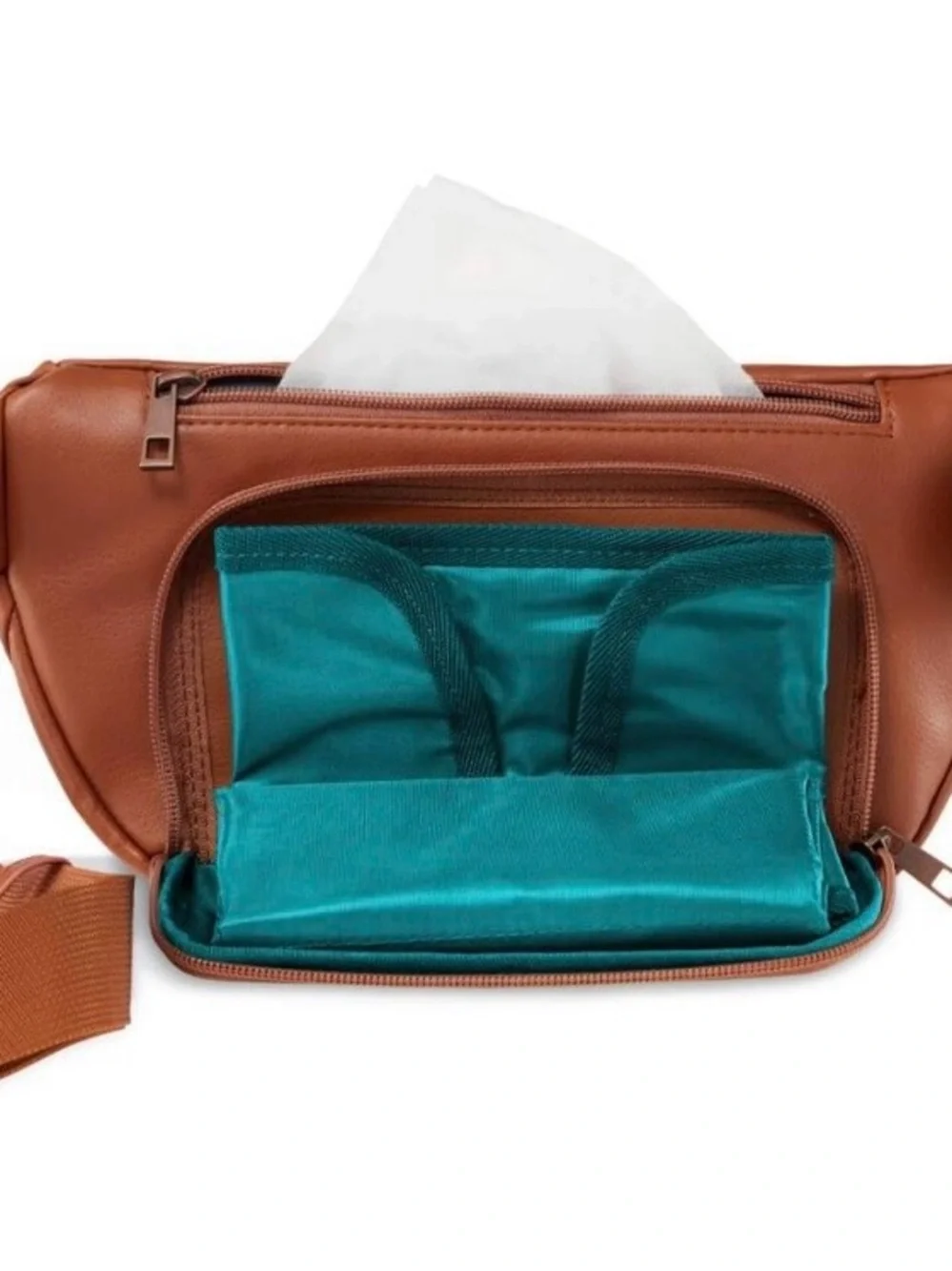 Kibou Brown Vegan Leather Fanny Pack Bag Diaper With Pad Purse